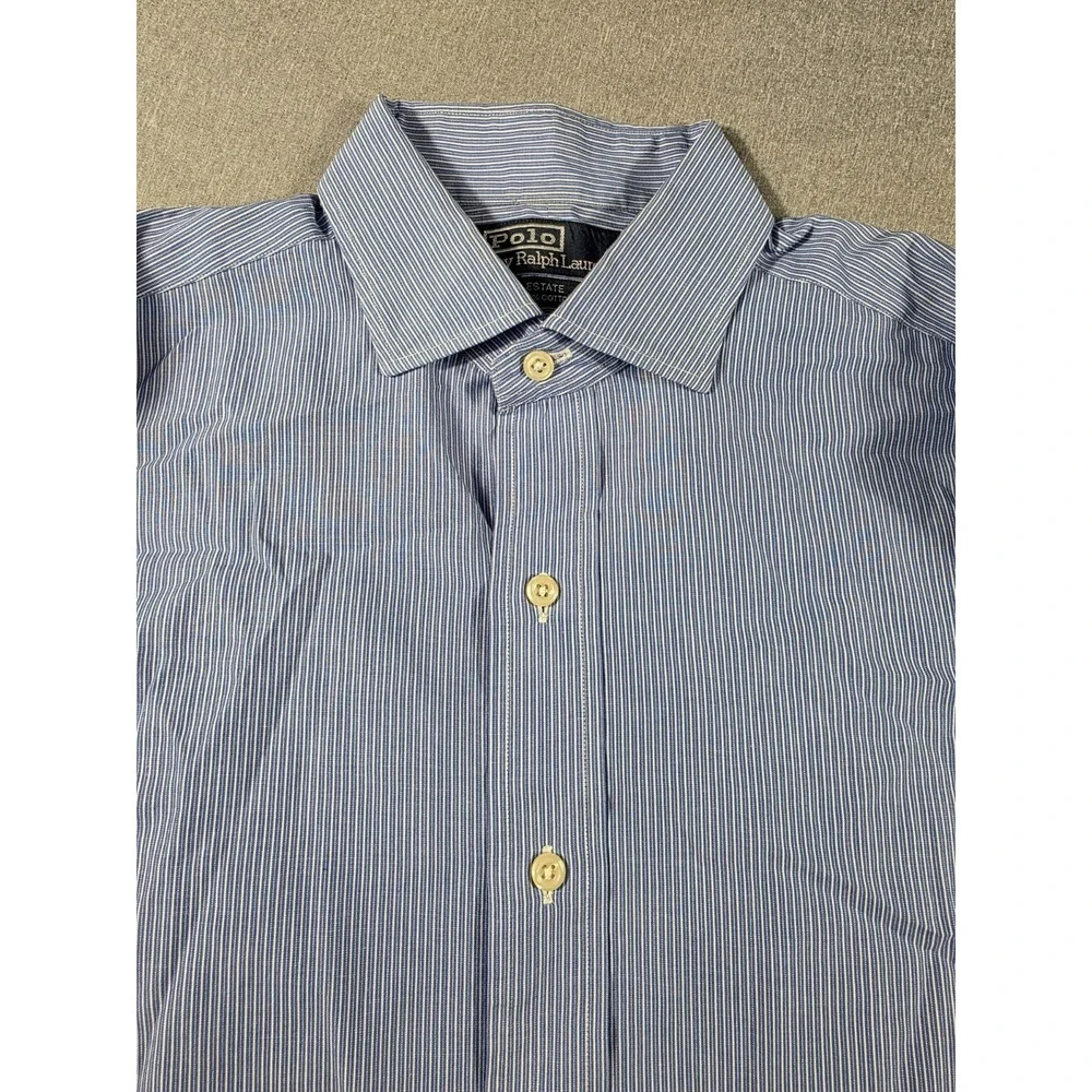 Polo Ralph Lauren‎ Estate Striped Work Dress Shirt 15.5 34/35 Blue White